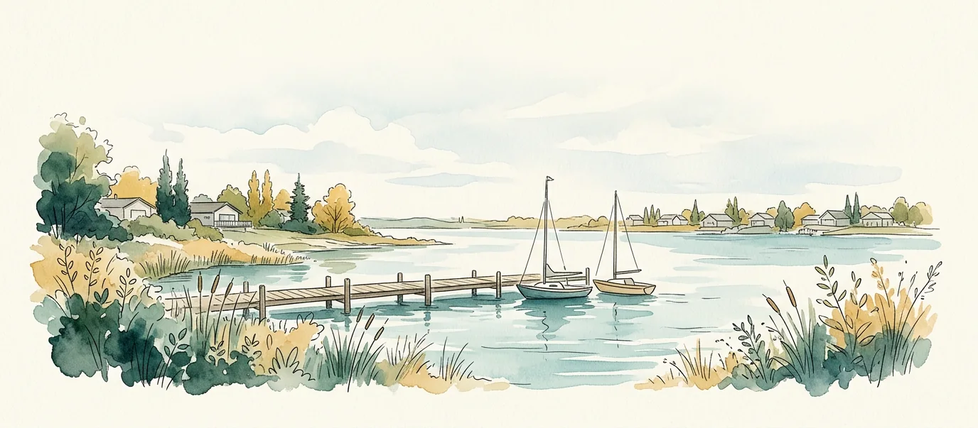 Watercolor illustration of Chestermere, Alberta