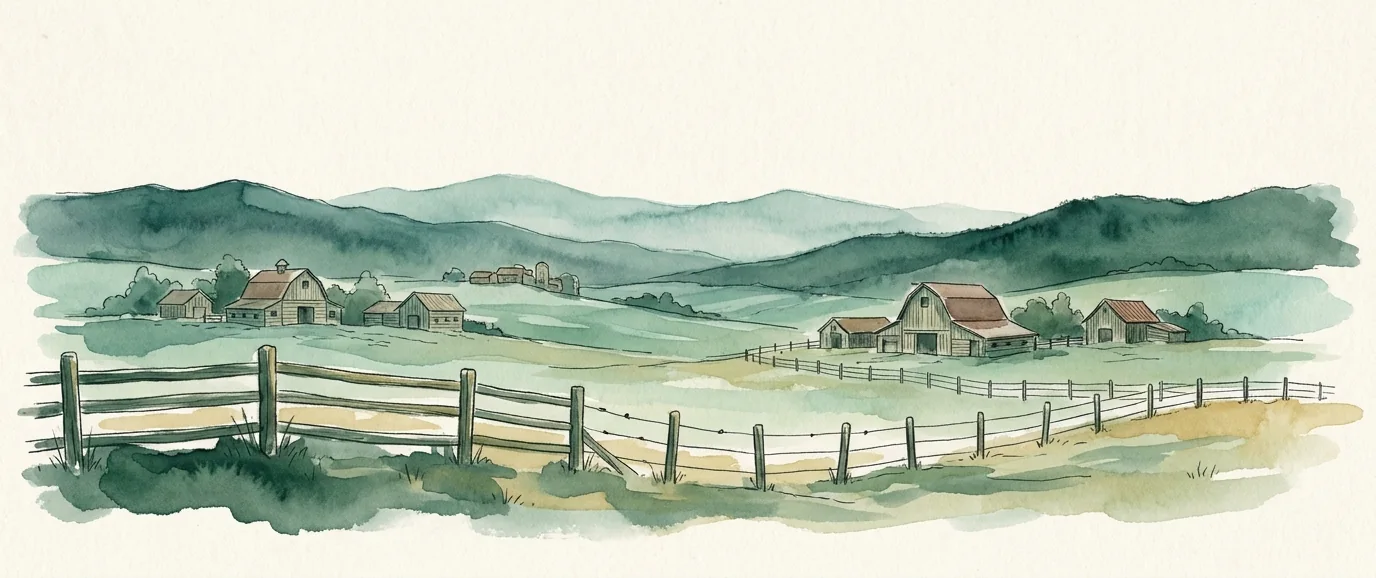 Watercolor illustration of Cochrane, Alberta